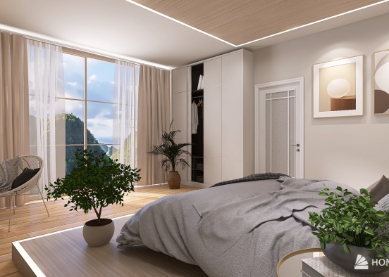 African style one bedroom apartment. Design Rendering