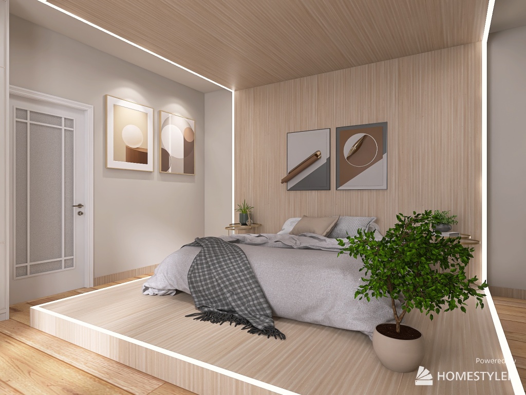 African style one bedroom apartment. 3d design renderings