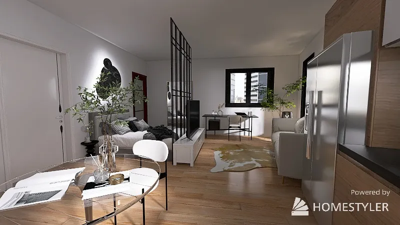 Uneven Studio Apartment 3d design renderings