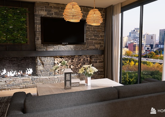 "Green" Living Room Design Rendering