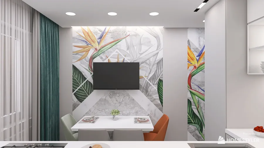 Бер. кухня и гостиная 3d design renderings