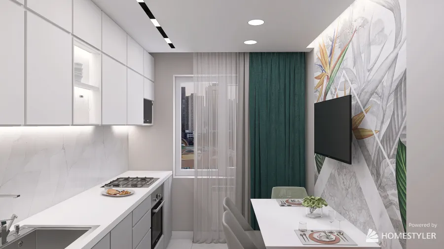 Бер. кухня и гостиная 3d design renderings