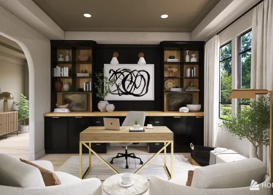 Contemporary Home Office Design Rendering