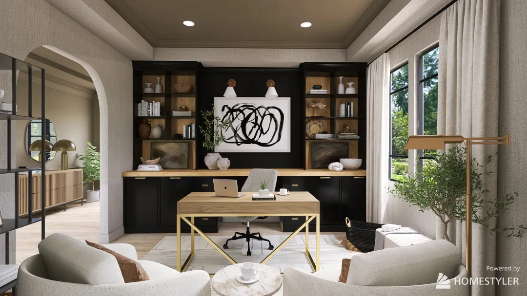 Contemporary Home Office 3d design renderings