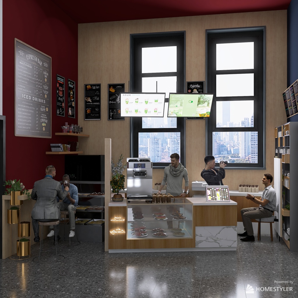 Кофейно копировальный салон 3d design renderings