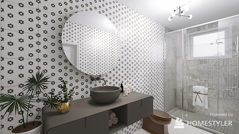 White and black bathroom 3d design renderings