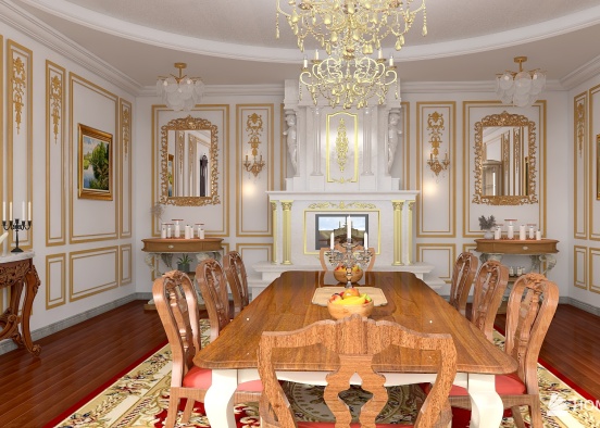 Rococo Inspired Dining Room Design Rendering