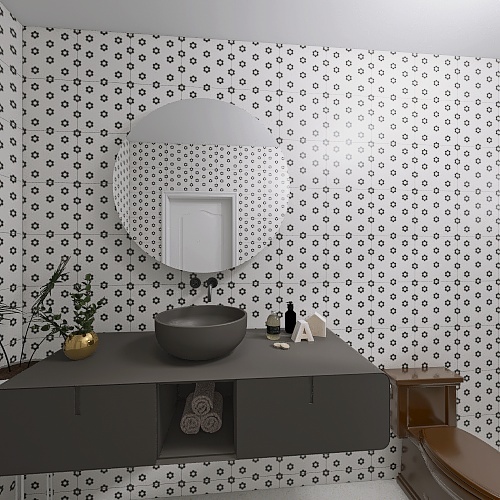 White and black bathroom 3d design renderings