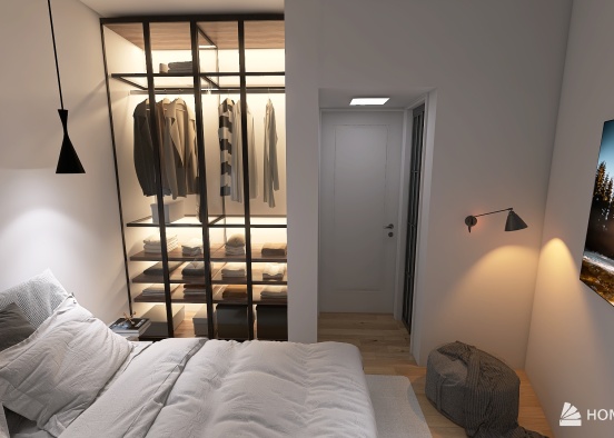 Bedroom with a strange layout Design Rendering