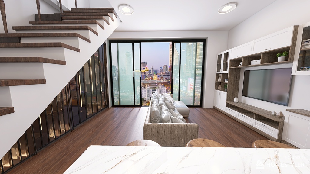 Two Story Studio Apartment 3d design renderings