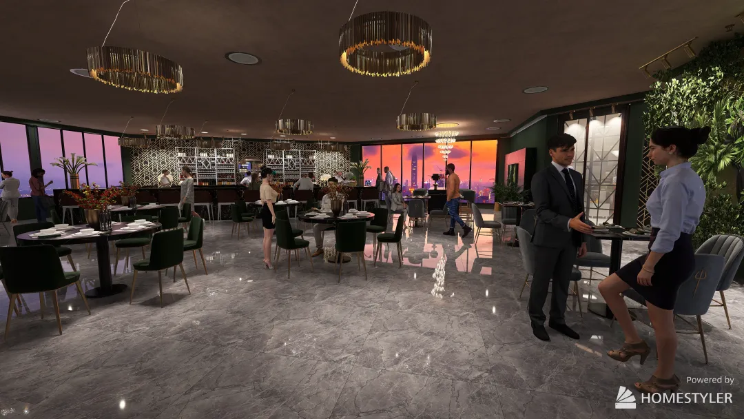 Deco Restaurant 3d design renderings