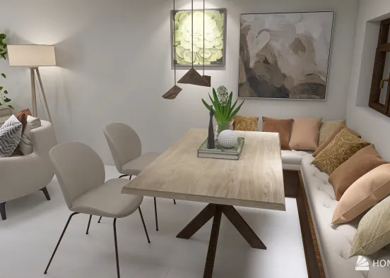 diseño interior sala cocina con mesa Design Rendering