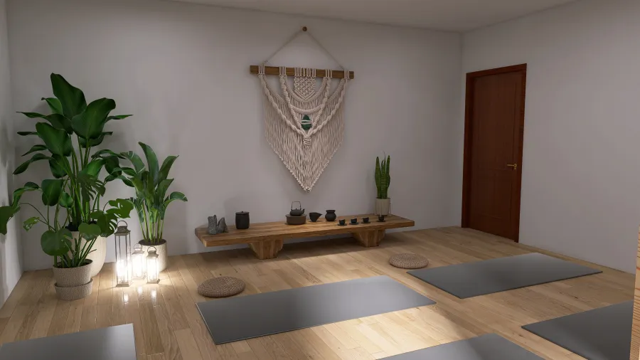 Pequena Sala de Yoga e Massagem 3d design renderings
