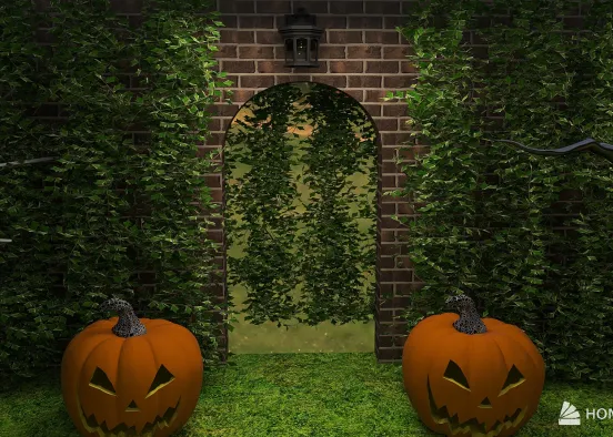 spooky halloween garden Design Rendering