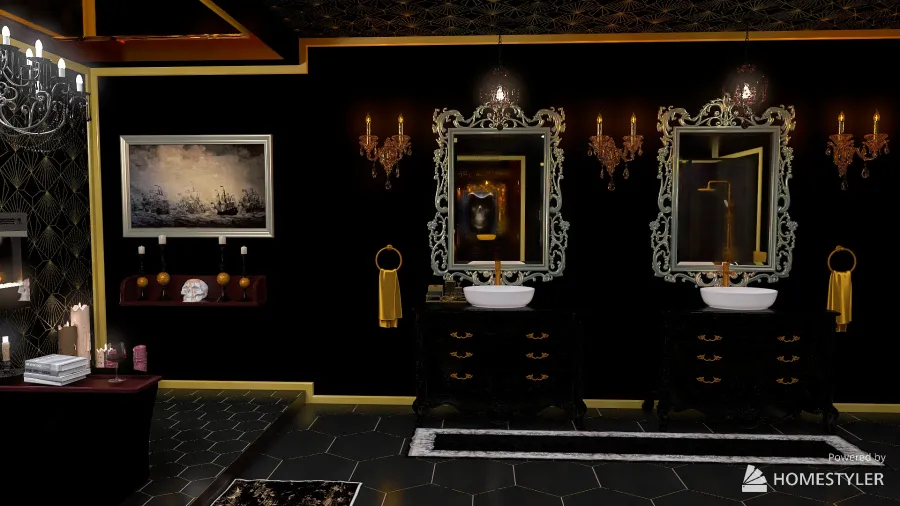 Dreamy Gothic Bathroom 3d design renderings