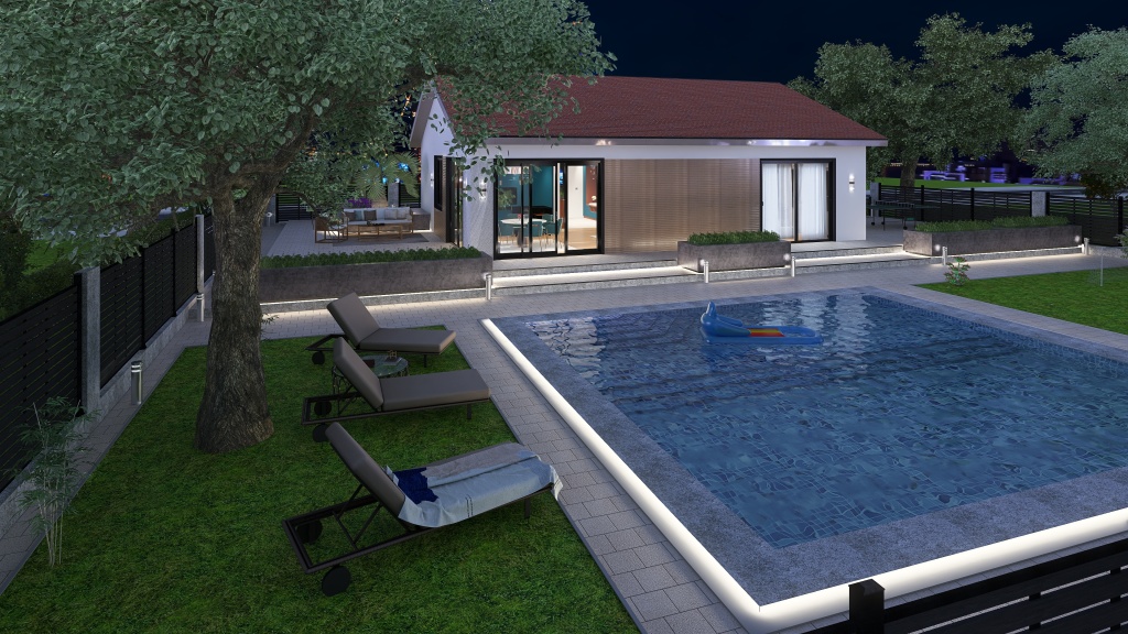 Cottage outside the city 3d design renderings