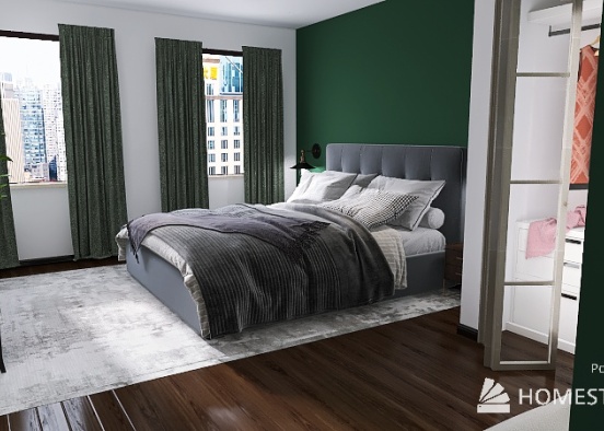 Simple Modern Bedroom Design Rendering