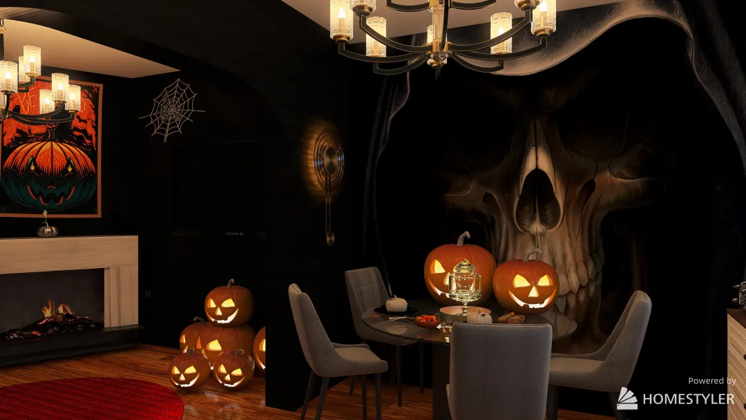 Hallowen style room 3d design renderings