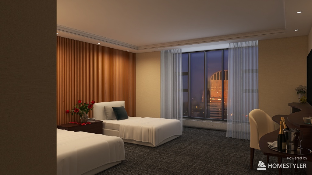 Hotel Room - Double Twin 3d design renderings