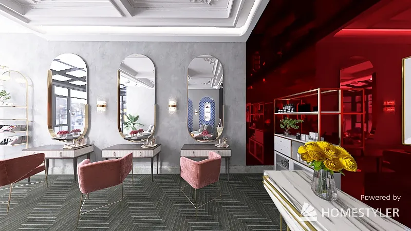 French  beauty salon 3d design renderings