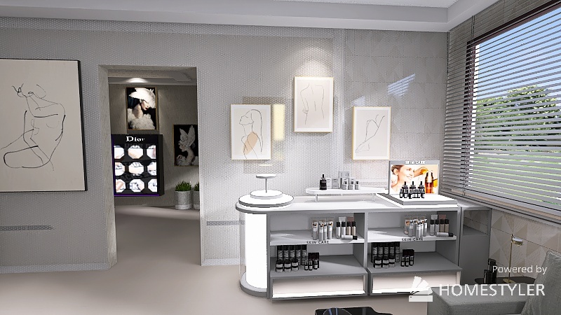 salão e loja de cosméticos 3d design renderings