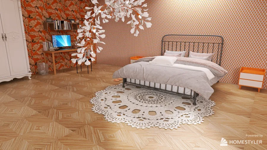 Autum bedroom 3d design renderings