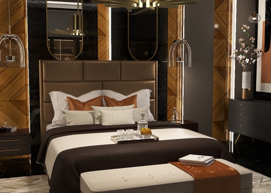 luxury hotel bedroom Design Rendering