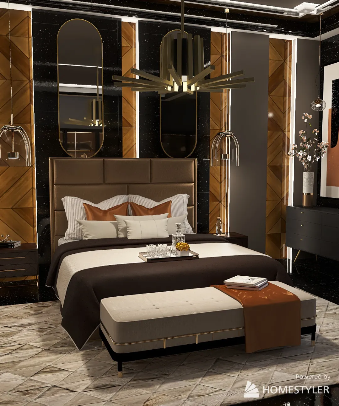 luxury hotel bedroom 3d design renderings