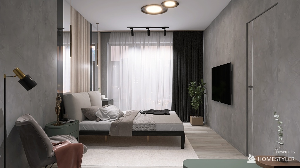 Спальня в Москва-сити 3d design renderings