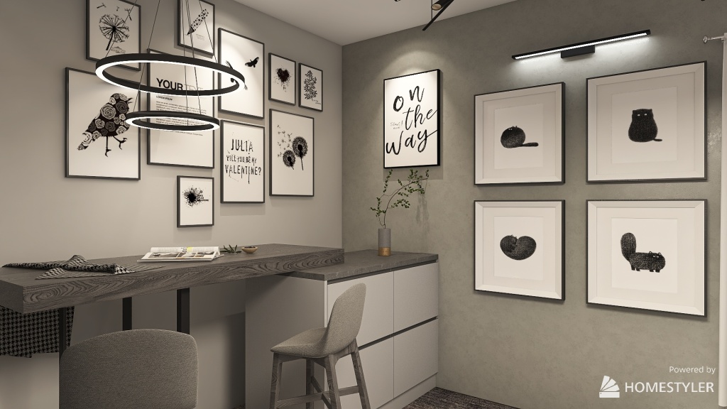 Cute Miny Kitchen 3d design renderings