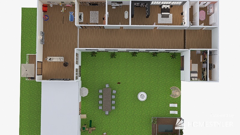 casa chique com 2 andares e quintal 3d design renderings
