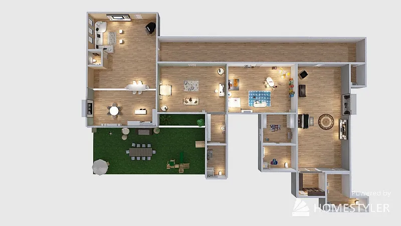 casa 3 quartos grande 3d design renderings