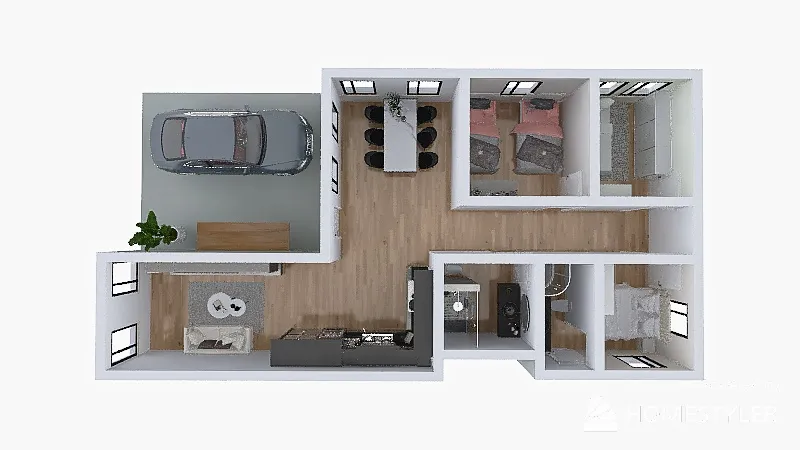 casa terrea 3 quartos 3d design renderings