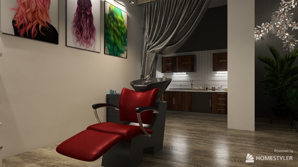 Scandinavian industrial beauty salon 3d design renderings