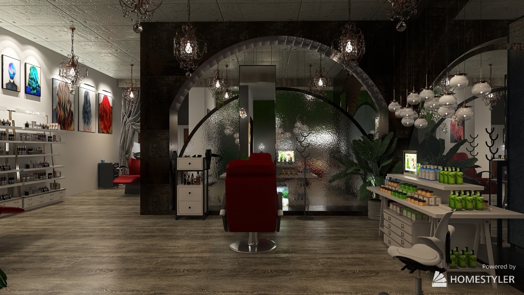 Scandinavian industrial beauty salon 3d design renderings
