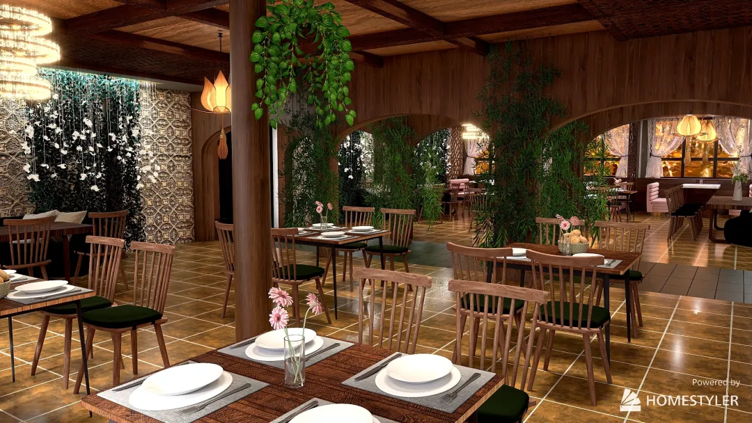 Vegan Restaurant 3d design renderings