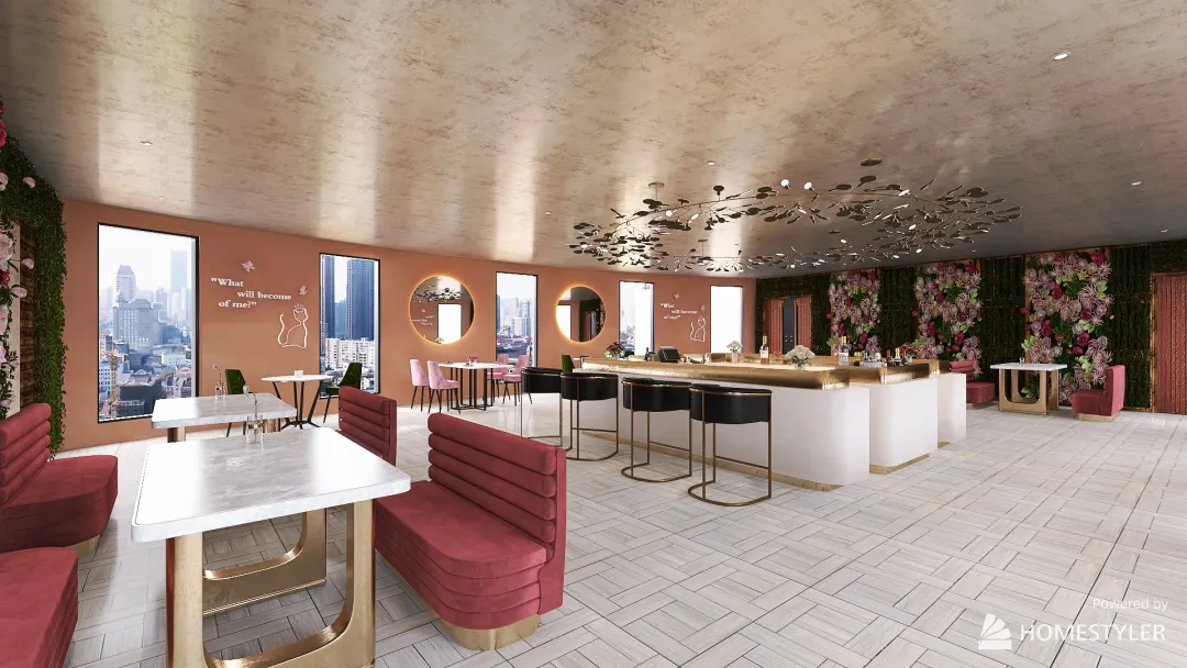 Pretty Pastries Restaurant 3d design renderings