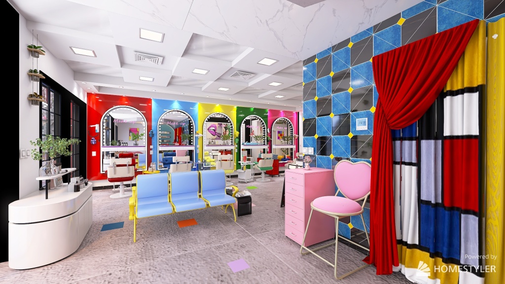 pop-art beauty salon 3d design renderings
