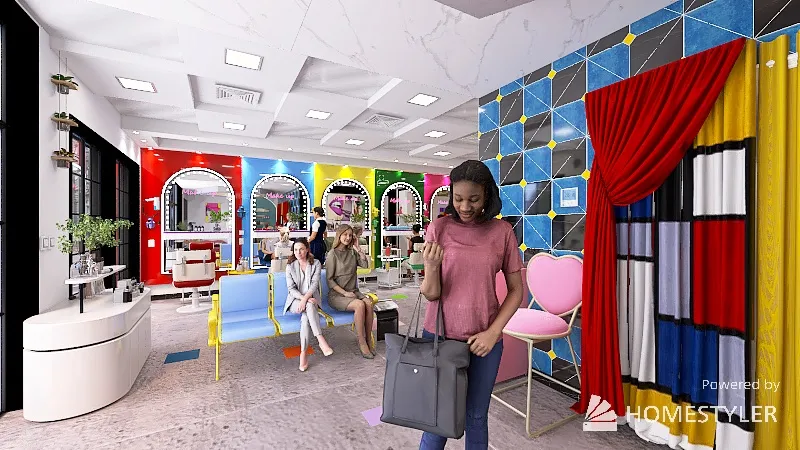 pop-art beauty salon 3d design renderings