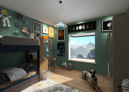 Space Themed Room Design Rendering