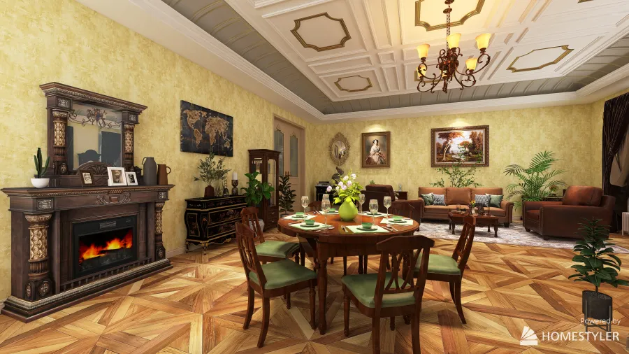 Living and Dining Room before 3d design renderings