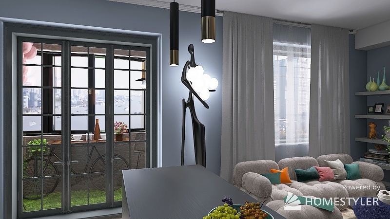 2 Zimmer Wohnung, Paris, France 3d design renderings
