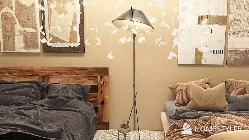 2 Bedroom Room/Living Area 3d design renderings