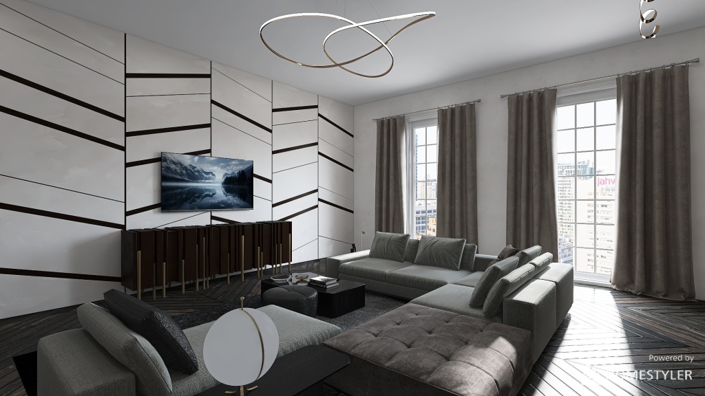 Спальня+гостиная 3d design renderings