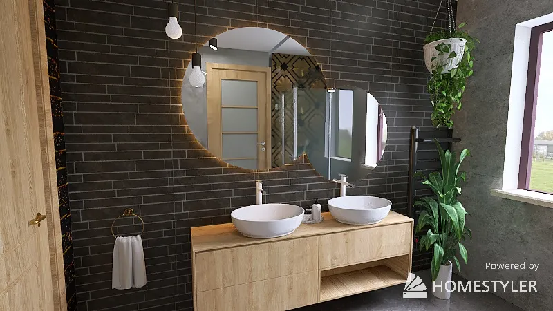 czarna  łazienka +patchwork 3d design renderings