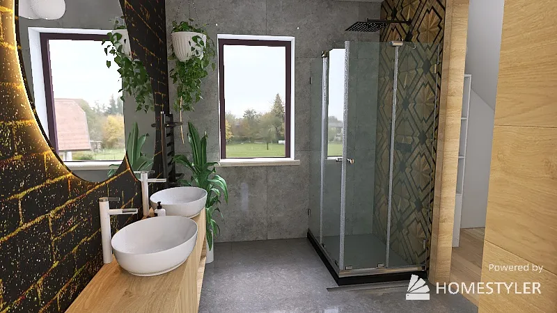 łazienka - czerwona cegła 3d design renderings