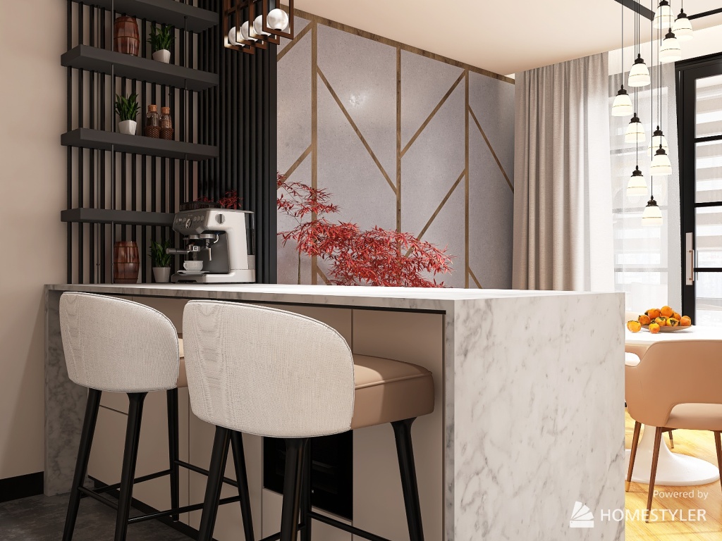 Вітальня / Передпокій / кухня / обідня зона 3d design renderings