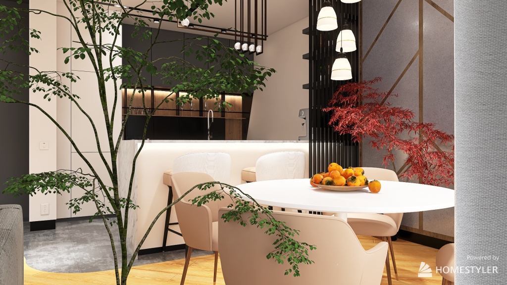 Вітальня / Передпокій / кухня / обідня зона 3d design renderings