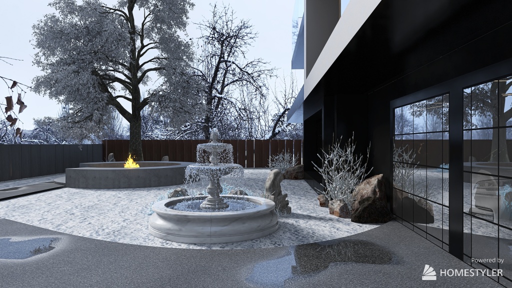 Black modern House in the Mountain 3d design renderings