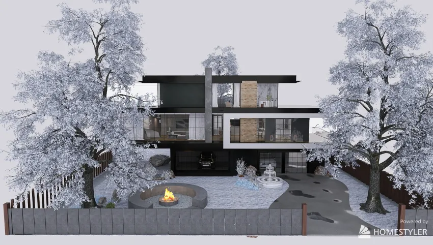 Black modern House in the Mountain 3d design picture 0